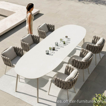 Combinación de mesa y silla de jardín de ratán de patio nórdico